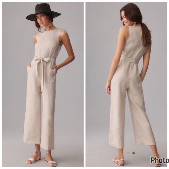 Reformation Pants - NEW Reformation Naomi Linen Jumpsuit Oatmeal Cream Size 6